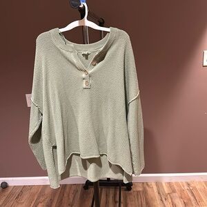 Faith & Flare Sage Waffle Knit Sweater Set